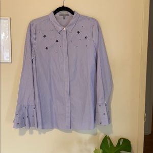 Classiques Entier Stripped Embroidered Button Down